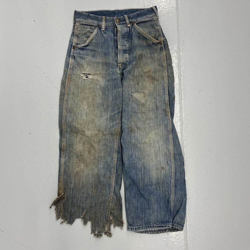 Vintage 50s Big Winston Dark Distressed Donut Button Jeans